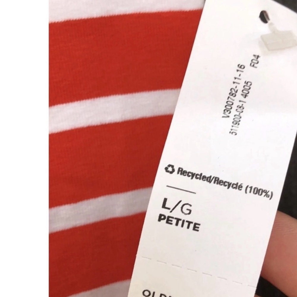 Old Navy Women’s Size LP Orange and White Striped Short Sleeve Shift Dress - Picture 4 of 8